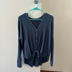 Abercrombie and Fitch blue tie-front button-up top